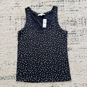 NWT-LOFT Woman’s Navy and White Polka Dot Tank Top 100% Cotton